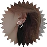 Iaceble Boho Open Heart Earrings Metal Hollow Heart Earrings Vintage Heart Shape Earrings Thin Heart Stud Earrings Heart Minimalist Earrings Jewelry for Women