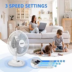 BEYOND BREEZE Oscillating Table Fan Quiet 3-Speed