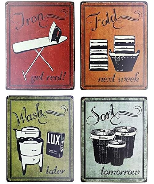 Tisoso Iron Fold Wash Sort Tin Sign Bundle Vintage Laundry Room Signs Rustic Wash Room Bathroom Room Country Home Decor 2pcs 8x12inch Amazon Ca Home Kitchen