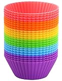 Mirenlife Reusable and Non-stick Mini Silicone Baking Cups/Muffin Cups/Mini Cupcake Liners/Mini Chocolate Holders/Truffle Cups -24 Pack-6 Vibrant Colors Round