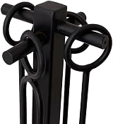 CHARLES BENTLEY Fireside Companion Set Coco Brush Black Matte Iron Tool Stand view 5