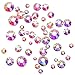 WXJ13 1300 Pieces Flatback Rhinestones AB Round Brilliant, 6 Size, 1.5 mm - 5 mm