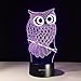 LLBBXX 3D Lamp Owl Shape Boys Best Bithday Gift Acrylic Table Night Light Furniture Decorative Illusion Colorful 7 Color Change Household Desk Accessories