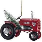 Kurt Adler Red Tractor with Christmas Tree Ornament