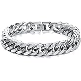 Aprbella Cuban Link Bracelet for Men -8mm/10mm width,19/21/23cm Stainless Steel Mens Bracelets, Gift for Men women