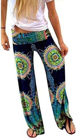 Comprame Women's Smocked Waist Baggy Bohemian Harem Loose Pants (XL)