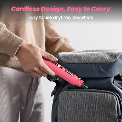 HARDELL Mini Cordless Rotary Tool, 5-Speed 3.7V rechargeable Rotary Tool Kit with 61 Accessories, USB Charging Multi-Purpose Power Tool for Sanding, Polishing, Drilling, Etching, Engraving, DIY Crafts | USB-C Rechargeable, LED Light, 5000-18000RPM, Lightweight Pen Grip, for Sanding, Polishing, Drilling, Engraving, 3D Print DIY