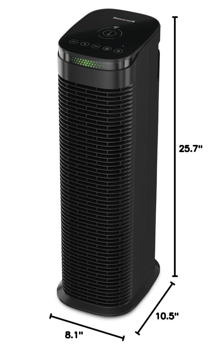 Honeywell HEPA Air Purifier for Home, 990 Ft² Rooms in 1 hour, Auto Mode, Air Quality Indicator, Reduces Dust, Pollen, Pet Dander, All Smoke Types, Odors, Black, HPA180B
