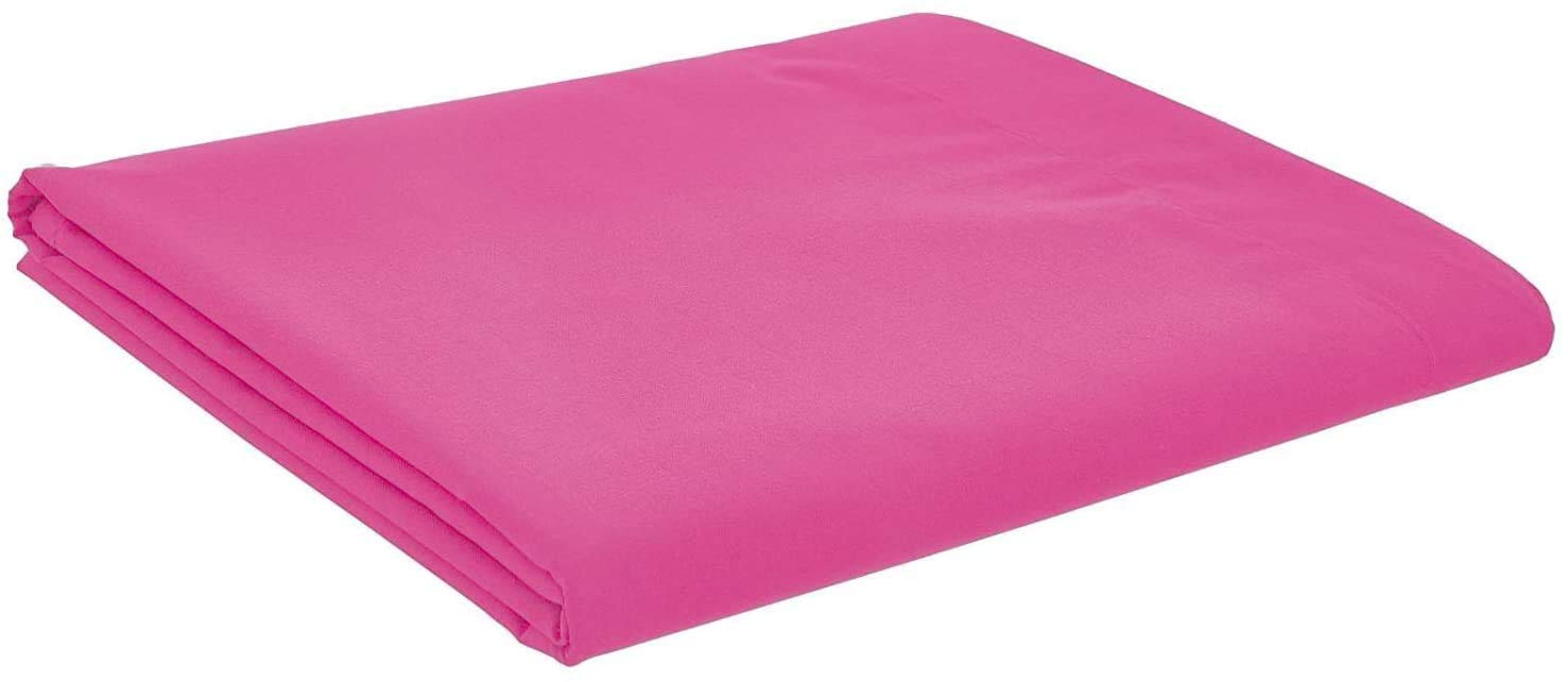 British Home Bedding - Plain Polycotton Percale Flat Bed Sheets - Premium Deluxe Hotel Quality (Fuscia Pink, Super King)