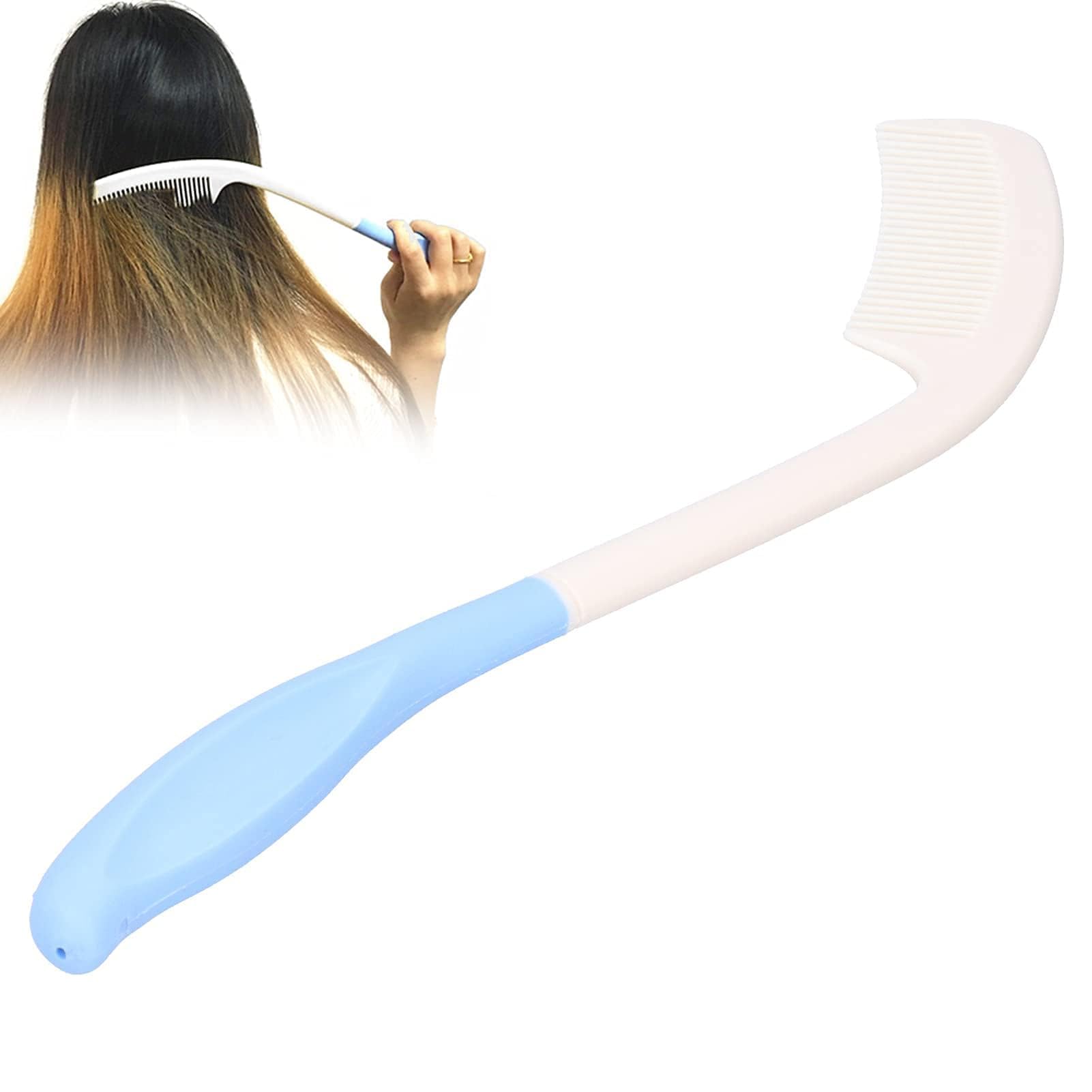 Agatige Long Reach Handled Comb, Soft Long Reach Hairbrushes Disability Hair Brush Curved Handles Comb Beauty Hair for Elderly and Hand-Disabled People, Not Need to Lift Hand