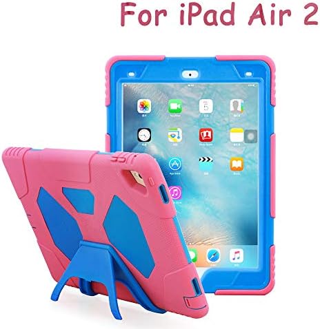 iPad Air 2 Case Full-Body Rugged Silicone Protective Case with Shockproof Drop Proof Protection Cover Case for iPad Air 2 (Pink/Blue)