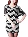 Allegra K Women Lace Patch Zigzag Tunic Batwing Sleeve Blouson Shirts