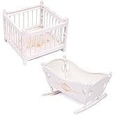 BABESIDE Baby Doll Accessories for 3 Inch Mini Dollhouse Miniature Babys Doll Playpen and Crib Dollhouse Mini Baby Dolls Bed Micro Mini Dollhouse Playpen, Assembly Required