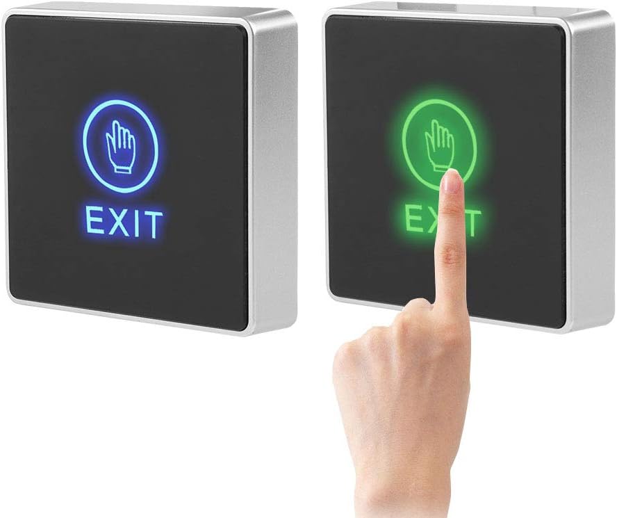 Exit Button for Door Access Control,Door Touch Exit Release Unlock Button Switch,with Panel,LED Light Fireproof PC Material,for Door Access Control System - Image 3
