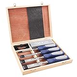 Tacklife 4Pcs Wood Chisel Set, Bevel Edged, Chrome Vanadium Wood Carving Tools with Honing Guide, Sharpening Stone, Storage Case, Steel Butt & Solid-gripping Handle for DIY Woodworking/HWC6A