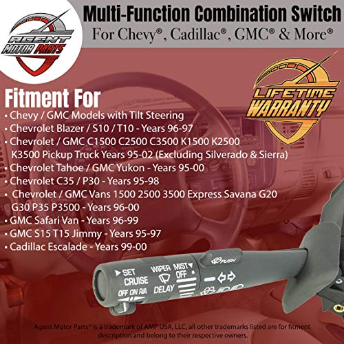 Multi-Function Combination Column Switch - Turn Signal/Wiper/Washers/Hazard/Cruise Control For Fits Chevy Tahoe, Blazer, Suburban, K1500, Sierra Replaces OE Part# 2330814, 26100985, 26036312 - Thumbnail 3