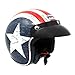 MMG Motorcycle Cruiser 3/4 Shell Open Face Helmet Snap-On Visor, Stars and Stripes American Patriot Medium, Includes Goggles