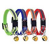Mudder Reflective Safe Pets Collar Breakaway Safety Cat Dog Puppy Kitten Collars with Bells, 4 Colors, Adjustable Length 6 - 10 Inches