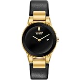 Citizen Ladies Eco-Drive Modern Axiom Watch, Black Leather Strap, Black Dial, 2 Hand, Date (Model: GA1052-04E)