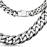Thick Mens Curb Chain Necklace 10MM in Polished Steel - 24 inch