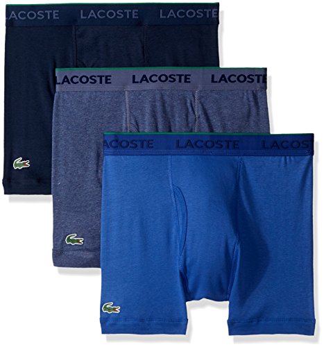 Lacoste Men's 3 Pack Supima Cotton Boxer Brief, Navy/Ultra/Cargo, X-Large