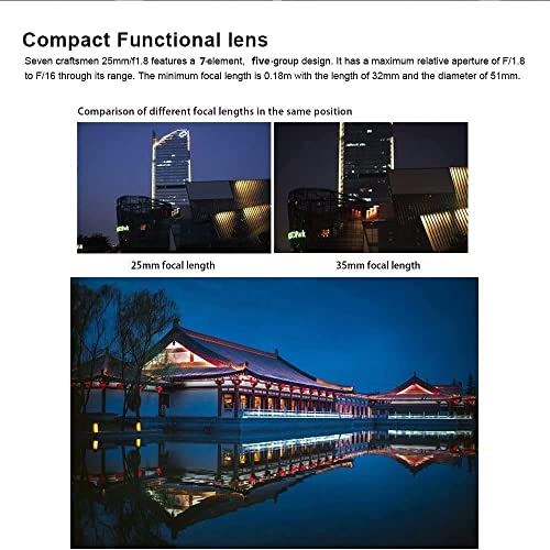 7artisans 25mm F1.8 APS-C Frame Manual Focus Prime Fixed Lens for Canon EOS-M Mount M1 M2 M3 M5 M6 M10 M50 M100 (Black)
