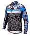 sponeed Bike Shirts Men Bicycle Jacket Long Sleeve Cycling Tops Quick Dry Uniforms Full Zip US M Blue Multi