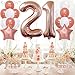 Rose Gold 21st Birthday Decorations – Large, Pack of 18-21st Birthday Balloons | 21 Birthday Decorations | 21 Rose Gold Balloons | 21st Birthday Rose gold | 21 Bday Party Supplies Kit for Girls