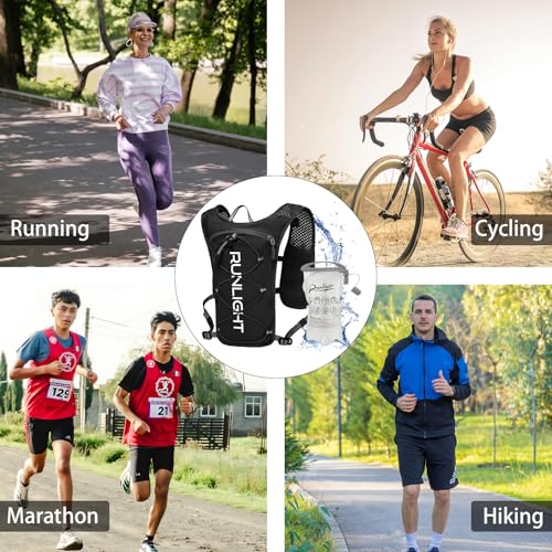 Runlight Running Vest for Men and Women, Adjustable Chest Straps, Hydration Vest with 1500ml Water Bottle