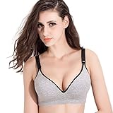 Topwhere Women's Wirefree Cotton Maternity Bra Nursing Bra (36B, Grey)