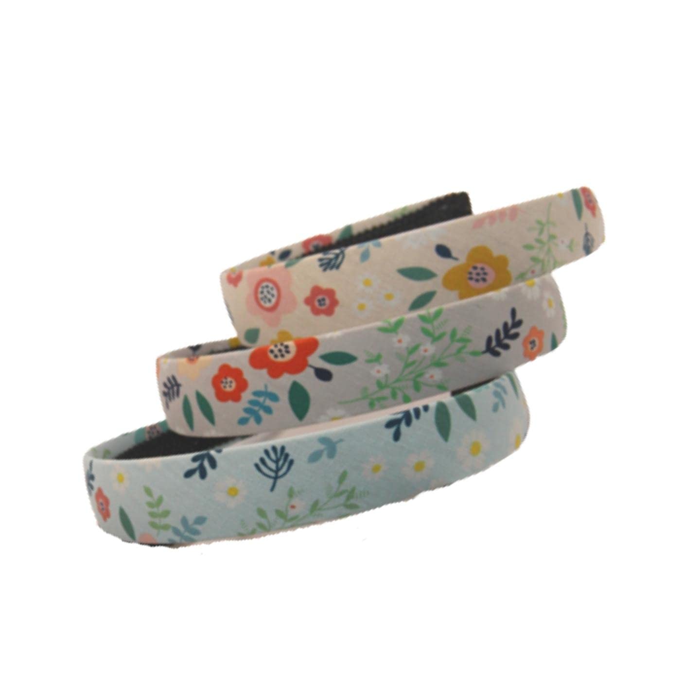 Topkids Accessories Cute, Ditsy, Wide Boho Style Women's & Girls Floral Patterned Fabric Headband Set, Multiple Coloured Pack (Floral Set 3pc)