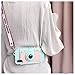 UnnFiko Wallet Case Compatible with iPhone 6 / 6s, Cute Camera Design, Flip Case Cover with Kickstand Function and Card Slots and Long Shoulder Strap (Blue, iPhone 6 / 6s)