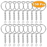 Paxcoo 150Pcs Split Key Chain Rings with Chain and Jump Rings Bulk for Crafts (25mm)