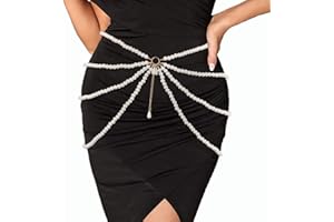 Wriidy Layered Pearl Waist Chain White Adjustable Women Body Chain Girls Belt Chains Jewelry Accessories for Dress