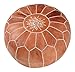 maisonmarrakech Handmade Leather Footstool Marrakech Tan Brown with White Stitching Unstuffed 23