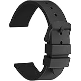 WOCCI 24mm Watch Bands - Premium Silicone Rubber Replacement Straps with Black Buckle (Black)