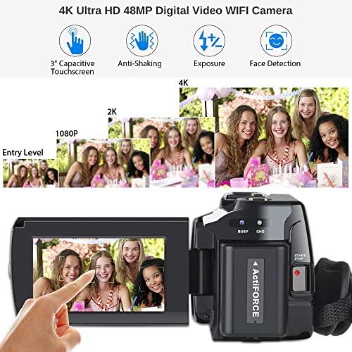 4K Camcorder, Aabeloy Vlogging Video Digital camera Extremely HD Wi-Fi Digital Digital camera 48.0MP 3.0 inch Contact Display screen Night time Imaginative and prescient 16X Digital Zoom Recorder with Exterior Microphone and Vast Angle Lens, 2 Batteries