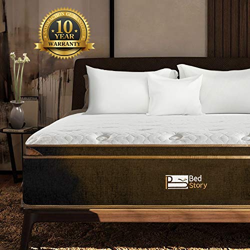 BedStory 12 Inch Hybrid Mattress Queen, Black Luxury Gel Memory Foam