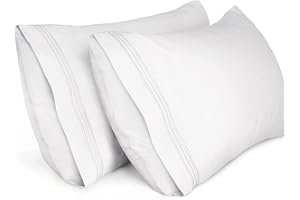 Lirex King Pillow Cases 2 Pack,1800 Thread Count Embroidered Soft Brushed Microfiber Pillowcases,White