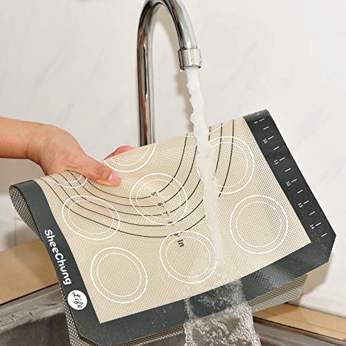 Non-slip Silicone Pastry Mat Multipurpose Baking Mat with Measurements for Macaron Mat,Cookie Oven Liner,Counter Mat,Dough Rolling Mat,Fondant/Pie/Pizza Crust Mat - Upgrade, 3 Pack - Thumbnail 3
