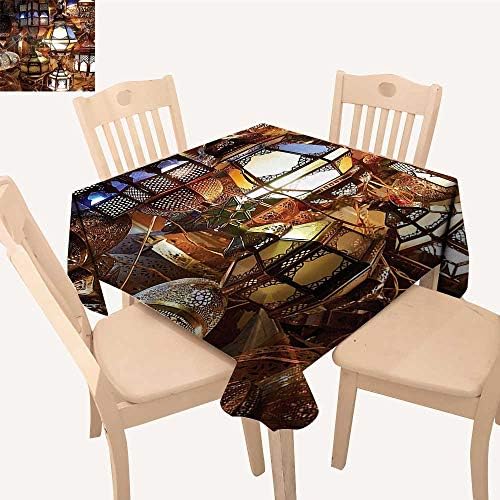 UHOO2018 Natural Tablecloth Square/Rectangle Arabic Lamps Lanterns Souk Culture Historical Travel t ati Br for Home Use, Machine Washable,23 x 23inch