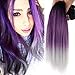 BE 3 Pieces Syntheitc Brazilain Straight Ombre Gray Color 14inch Yaki Synthetic Hair Mix with Human Hair Weave Extensions(ombre gray) (black purple grey)