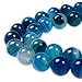 PLTbeads 6mm Blue Stripe Agate Smooth Round Shape Natural Gemstone Loose Beads For 1 Strand per Bag Approxi 15.5 inch 64-66pcs Jewelry Making