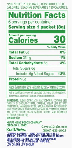 CRYSTAL LIGHT PURE ENERGY TROPICAL CITRUS ON-THE-GO POWDERED DRINK MIX 6 COUNT