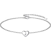ChicSilver Personalized Heart Initial Bracelet, 925 Sterling Silver Letter Bracelet Fashion Dainty Heart Charm Bracelet for Women(with Gift Box)
