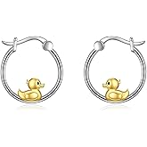 CRMAD Highland Cow/Hummingbird/Ladybug/Duck/Capybara/Rabbit/Seal/Crocodiles/Penduin Earrings for Women Sterling Silver Animal Jewelry