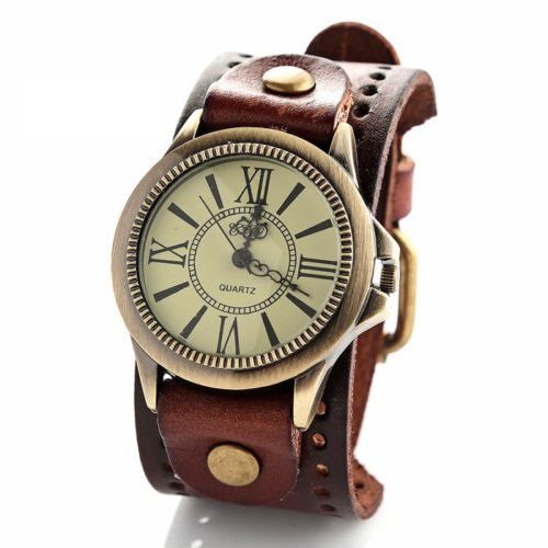 Handcuffs Luxury Analogue Vintage Retro Style Off-White Dial Women's Watch Genuine Leather Strap - Vintage JW1743