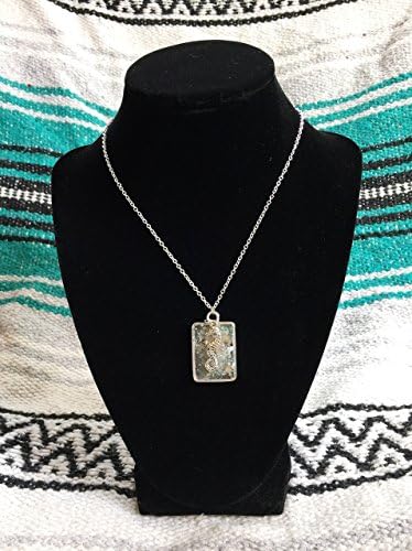 Seahorse Aquamarine, Mother of Pearl, Amazonite Orgone Pendant Necklace