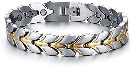 XUANPAI Wheat Ears Sybmol Symmetrically Magnetic Therapy Adjustable Bracelet for Men Gift,Sliver