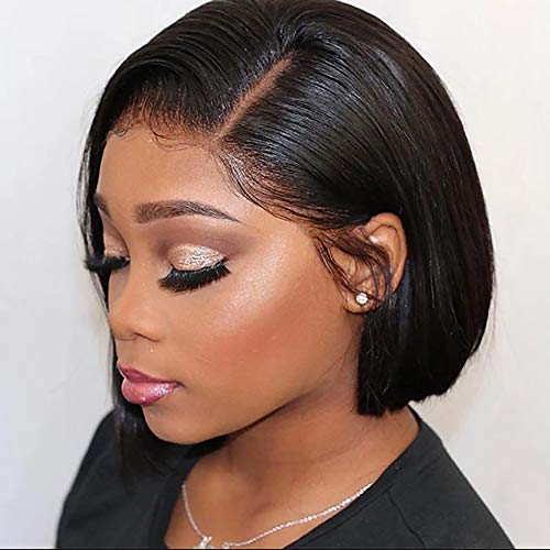 8-Inch-Short-Bob-Wigs-Human-Hair-4X4-Lace-Closure-Bob-Wig-150-Density-Brazilian-Virgin-Human-Hair-Straight-Bob-lace-Front-Wigs-For-Black-Women-Pre-Plucked-with-Baby-Hair-Natural-Color
